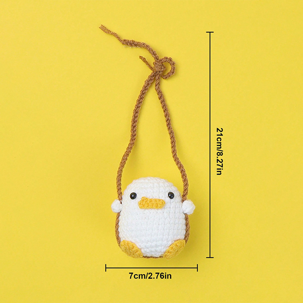 Crochet Frog And Duckling Car Pendant Cute Soft Yarn Animal Decor Rearview Mirror Gift Charm 5