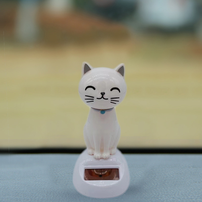 Solar Energy Car Decoration Cartoon Cat Shaking Head Doll Creative Automotive Interior Gift 6