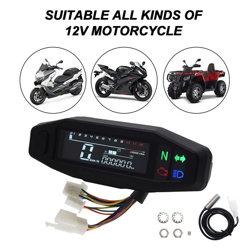 Motorcycle Digital Speedometer Tachometer Oil Gauge Universal Instrument Cluster With Signal Lights 1