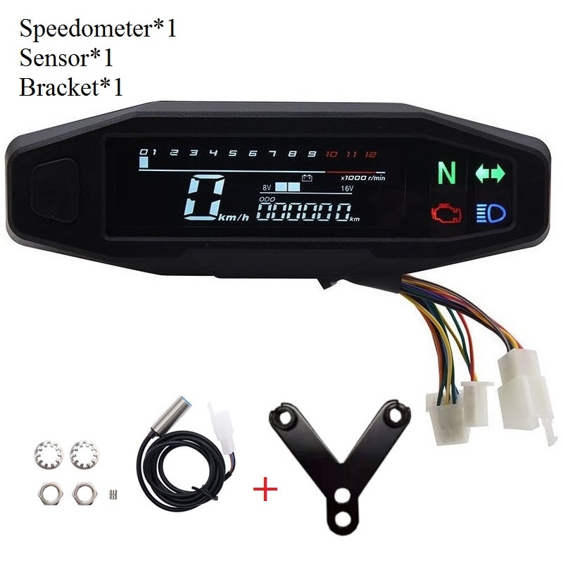 Motorcycle Digital Speedometer Tachometer Oil Gauge Universal Instrument Cluster With Signal Lights 5