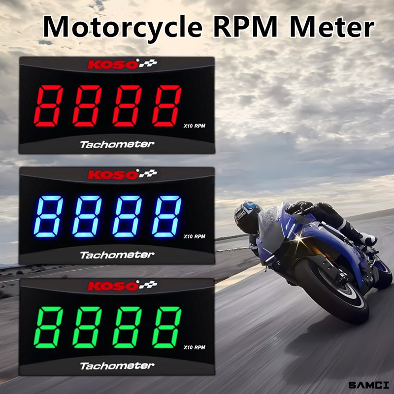 Motorcycle RPM Mini Meter Universal LCD Digital Tachometer Gauge Engine Tach Meter Display 0