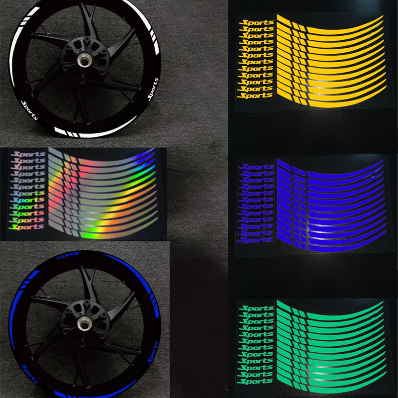 Road Bike Reflective Wheel Decal, Motorcycle Car Rim Stripe Sticker, Sport Wheel Tape