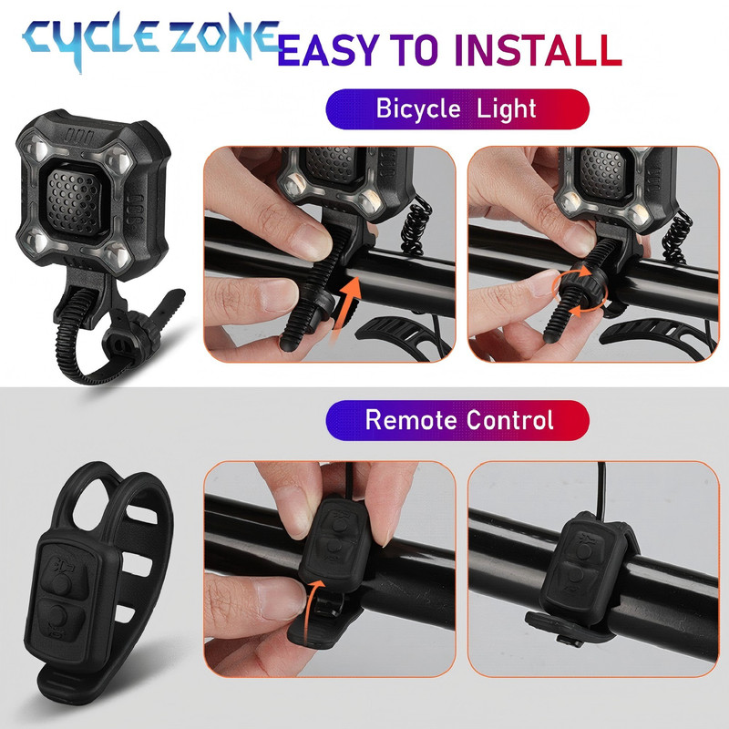 MTB Bike Horn TYPE C Rechargeable Bicycle Light Electronic Bell Cycling Warning Headlight For Safe 5