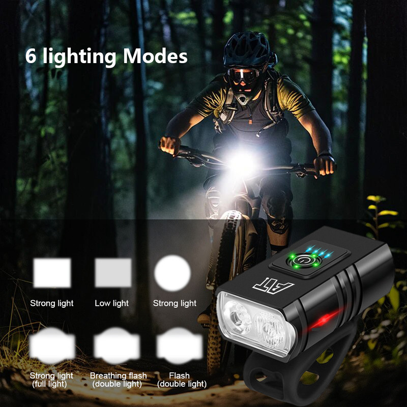 Rechargeable Bike Headlight LED Bicycle Front Lamp Type C Waterproof Flashlight For Night Riding Ou 1