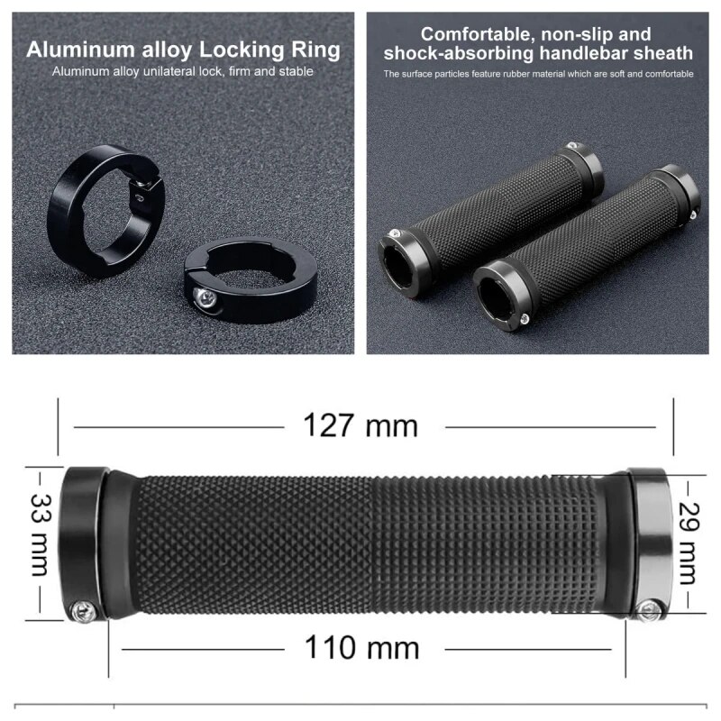 Alloy Lock Bicycle Rubber Grips, Double Aluminum Lock Handlebar Grips, Non Slip Bike Grips