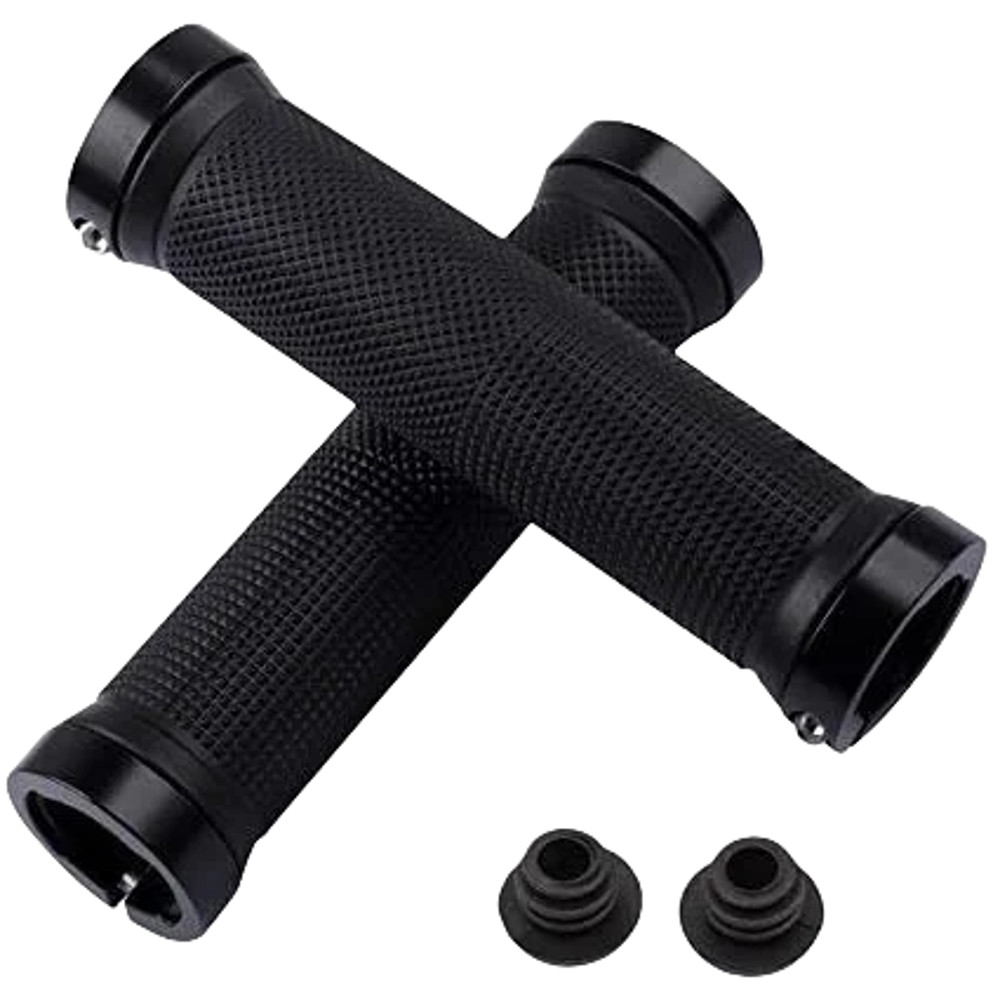 Alloy Lock Bicycle Rubber Grips, Double Aluminum Lock Handlebar Grips, Non Slip Bike Grips