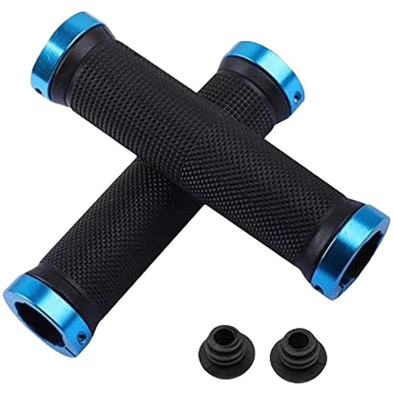 Alloy Lock Bicycle Rubber Grips, Double Aluminum Lock Handlebar Grips, Non Slip Bike Grips