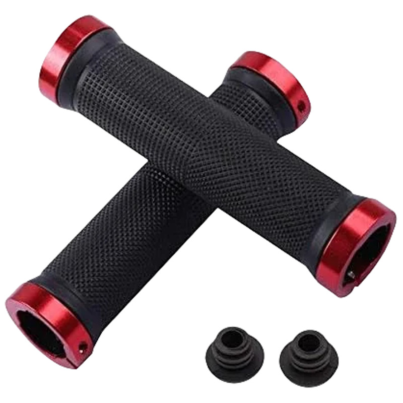 Alloy Lock Bicycle Rubber Grips, Double Aluminum Lock Handlebar Grips, Non Slip Bike Grips