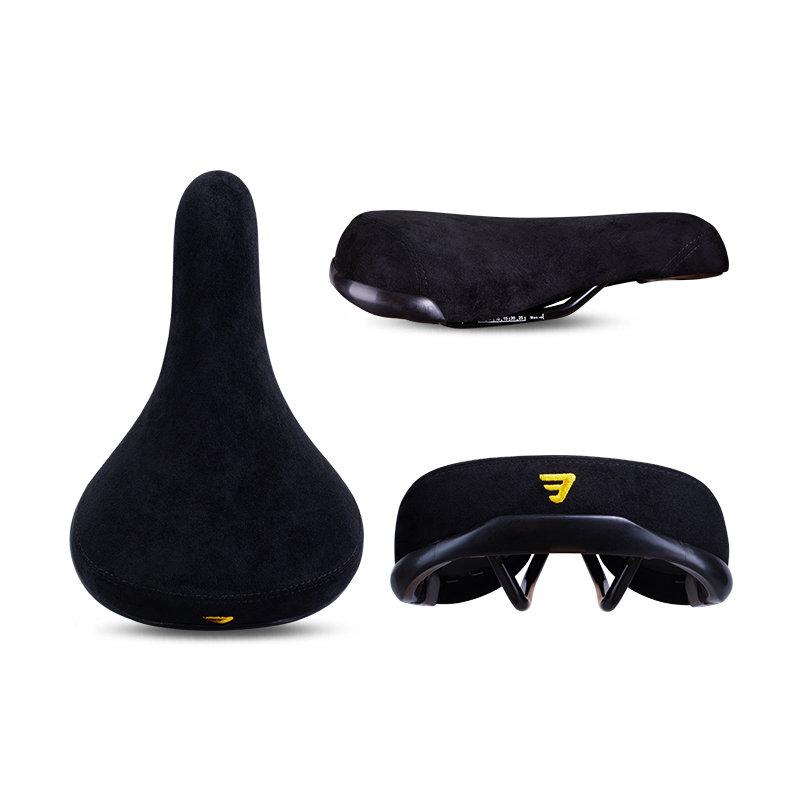 Flannelette Bike Seat Wheelie Black Bicycle Saddle With Logos Embroidery Logo Rail 6