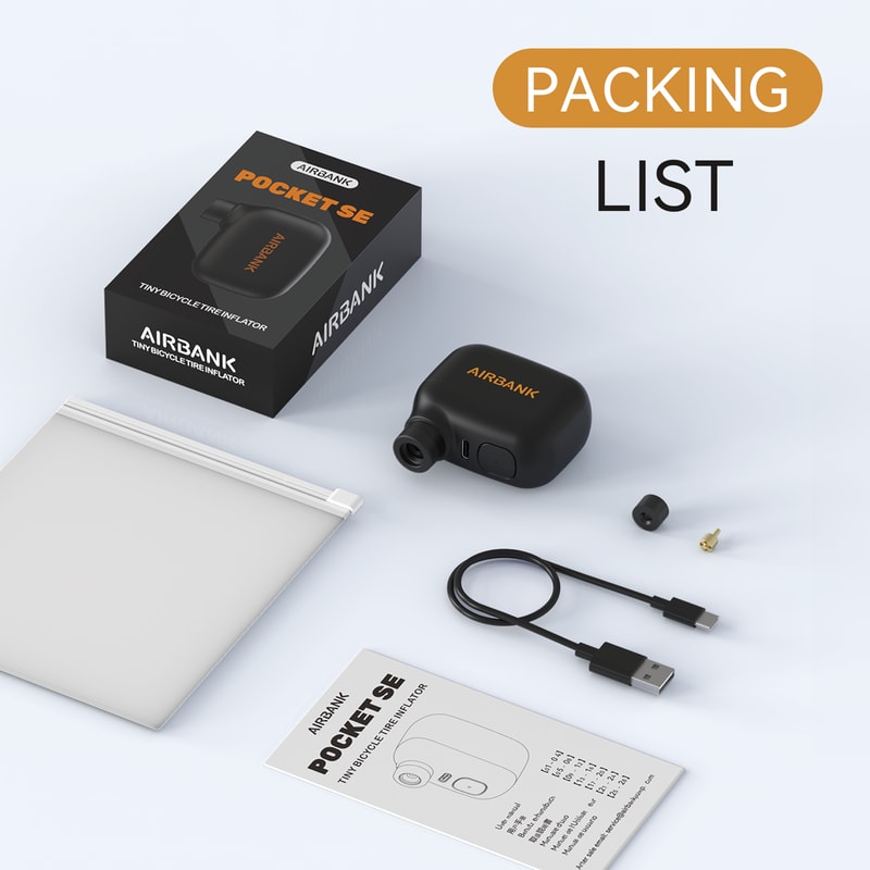 Mini Electric Bike Pump Pocket SE, Fast Charging Cordless Air Pump, Presta Schrader Valve Tire Inflator, Portable