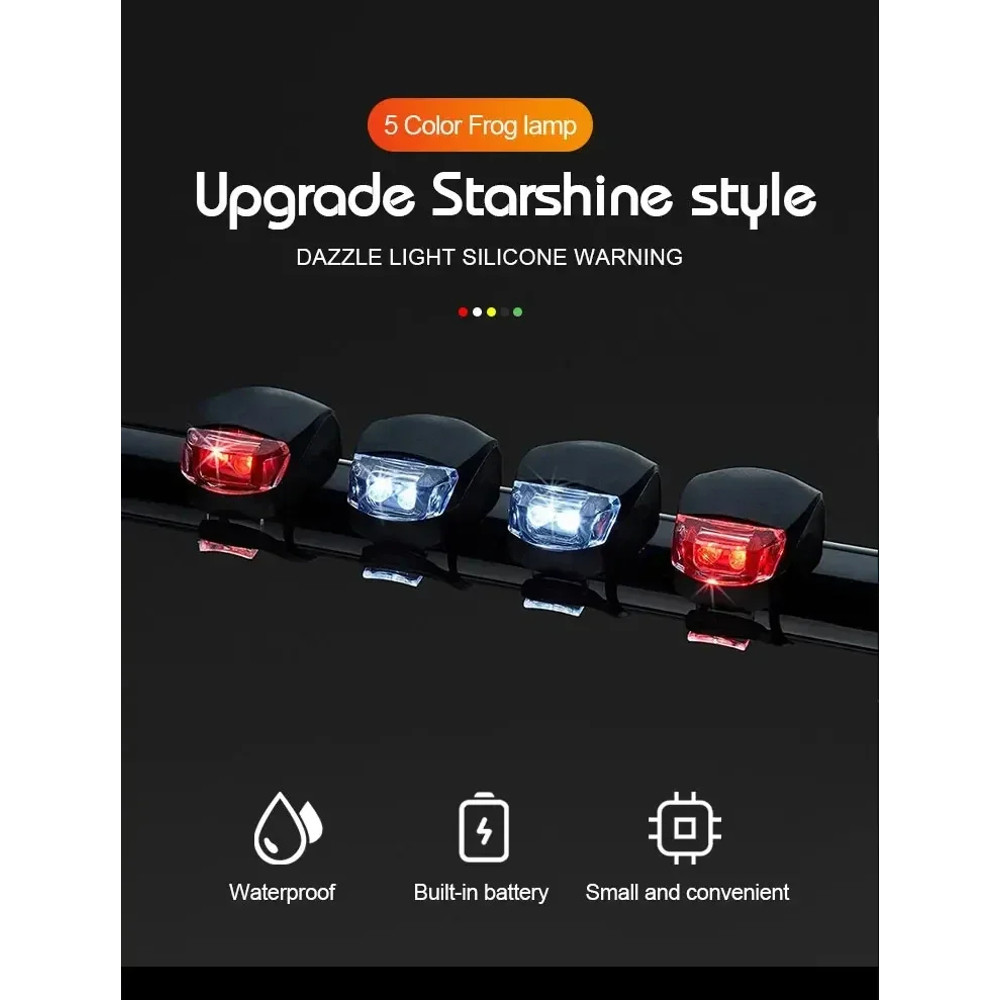 Waterproof Silicone Bike Light Set, Front Bicycle Head Lamp, Rear Taillight Flashlight for Cycling Visibility
