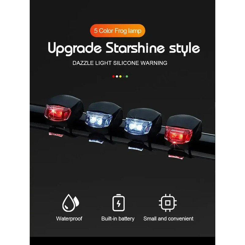 Waterproof Silicone Bike Light Set, Front Bicycle Head Lamp, Rear Taillight Flashlight for Cycling Visibility