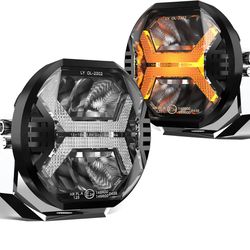 amber drl car led work light bar, driving light, spotlight for offroad, jeep, boat, truck, suv, atv, tractor headlight