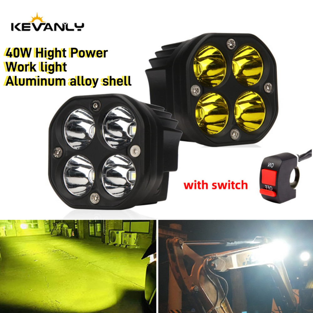 Square LED Work Lights, Motorcycle Pod Lamp, Offroad Tractor Truck UTV ATV Fog Spotlight