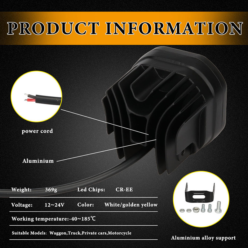 Square LED Work Lights, Motorcycle Pod Lamp, Offroad Tractor Truck UTV ATV Fog Spotlight