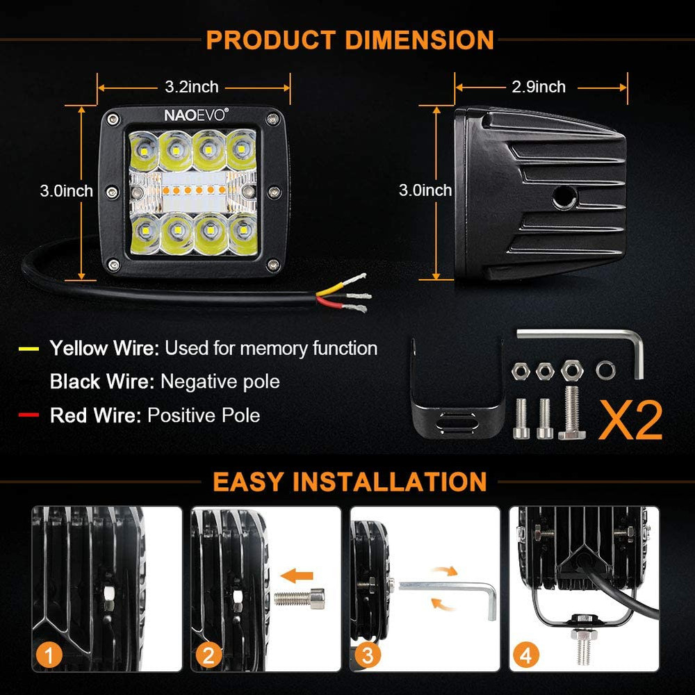 LED Work Light Bar Pods Auto DRL Fog Lamp For Truck Jeep Tractor Boat Motorcycle ATV 2