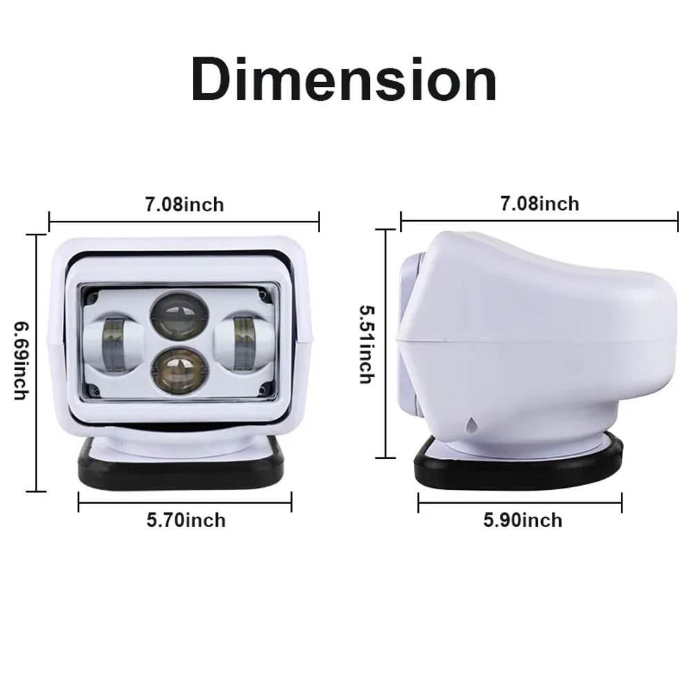 Wireless Spotlight LED Searchlight For OffRoad Boat Yacht Truck Tractor 3