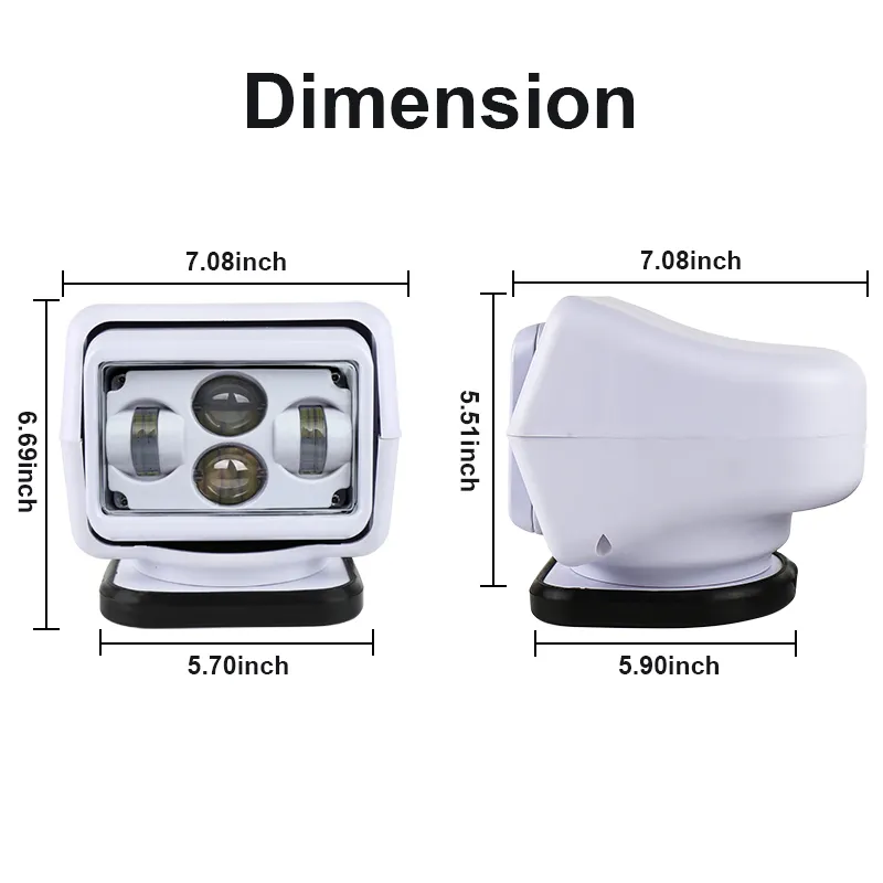 Wireless Spotlight LED Searchlight For OffRoad Boat Yacht Truck Tractor 3