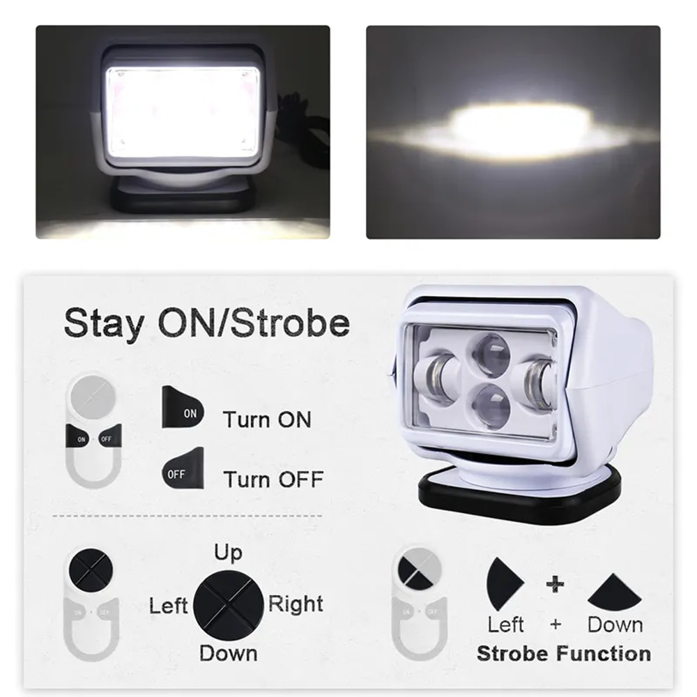 Wireless Spotlight LED Searchlight For OffRoad Boat Yacht Truck Tractor 4