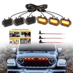 jeep wrangler front grill lights, grill accessories, bright led grill grills fit