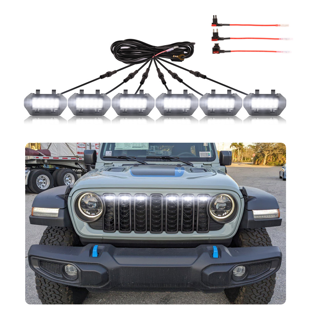 Jeep Wrangler Front Grill Lights Grill Accessories Bright LED Grill Grills Fit 4