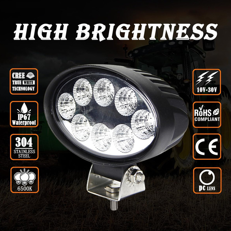 Oval LED Tractor Headlight Harvester Head Lamp Work Light For John Deere Kubota Toyota Sprayer Farm 3
