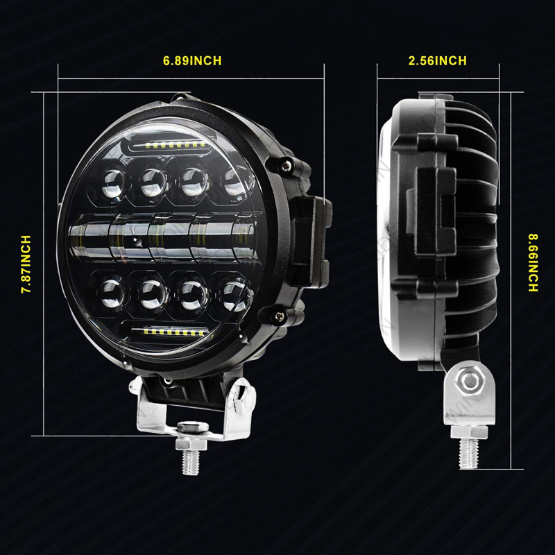 Offroad LED Work Light Bar Round LED Work Light White DRL Flood Spot Beam For Truck ATV SUV Tractor 5
