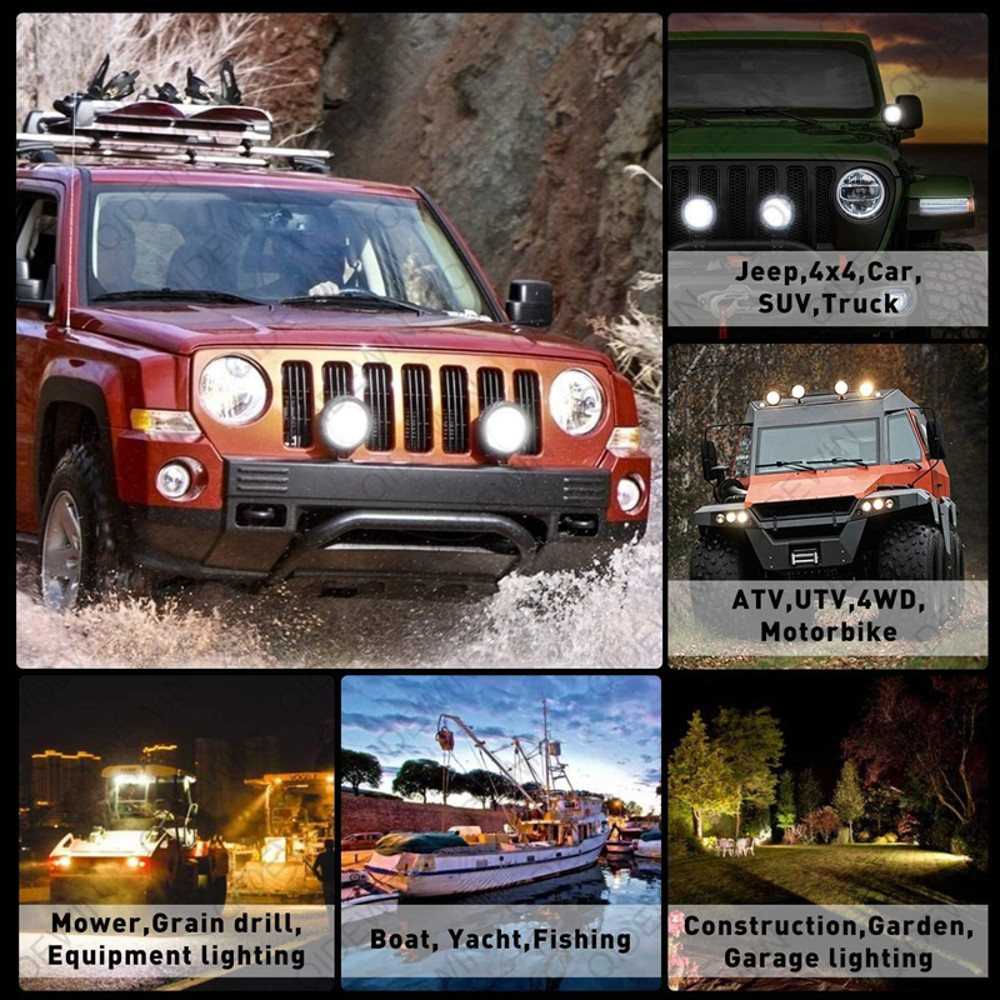 Offroad LED Work Light Bar Round LED Work Light White DRL Flood Spot Beam For Truck ATV SUV Tractor 4
