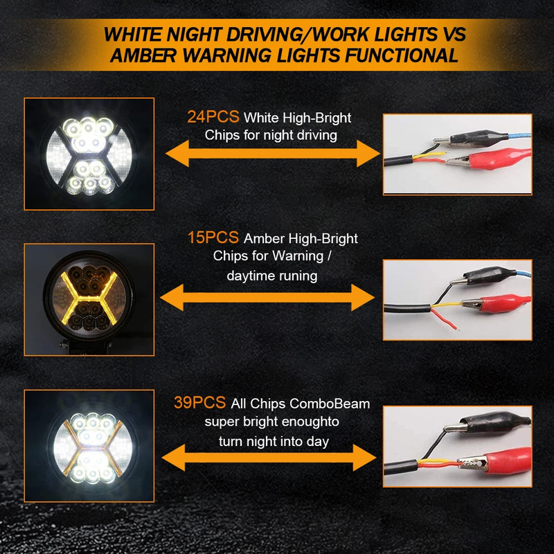 LED Round Work Light Flood Spot Beam For Truck Tractor SUV Offroad Fog Driving Lamp 4