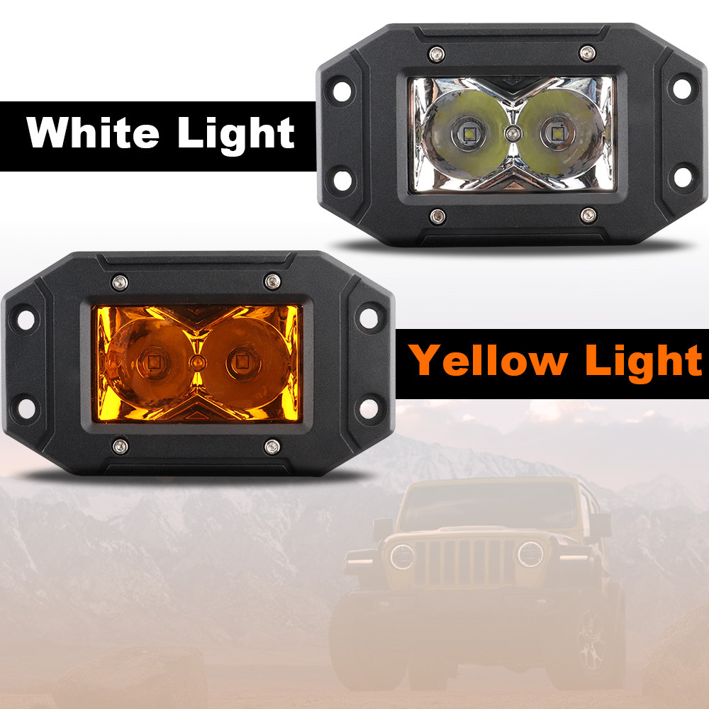 Offroad Led Fog Lights LED Flush Pods Work Light Flush Mount Yellow Spot Beam For Car Motorcycle AT 0