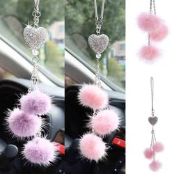 auto rearview mirror pendant, fashion diamond car accessorie, bling hairball ornament, cute car decor birthday gift