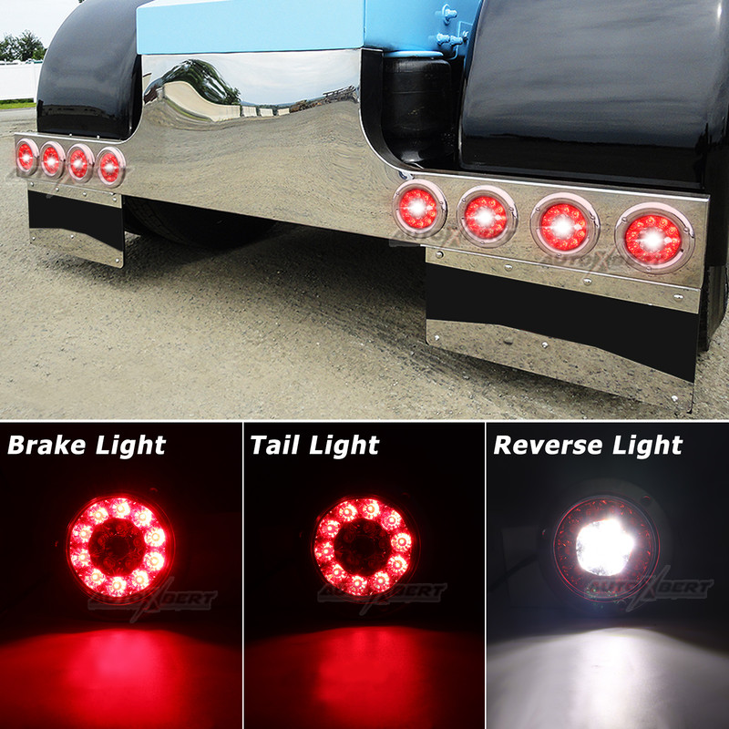 Red LED Brake Tail Light For Truck Trailer Waterproof Round Rear Lamp For RV UTV Tractor Van UTE Bu 1