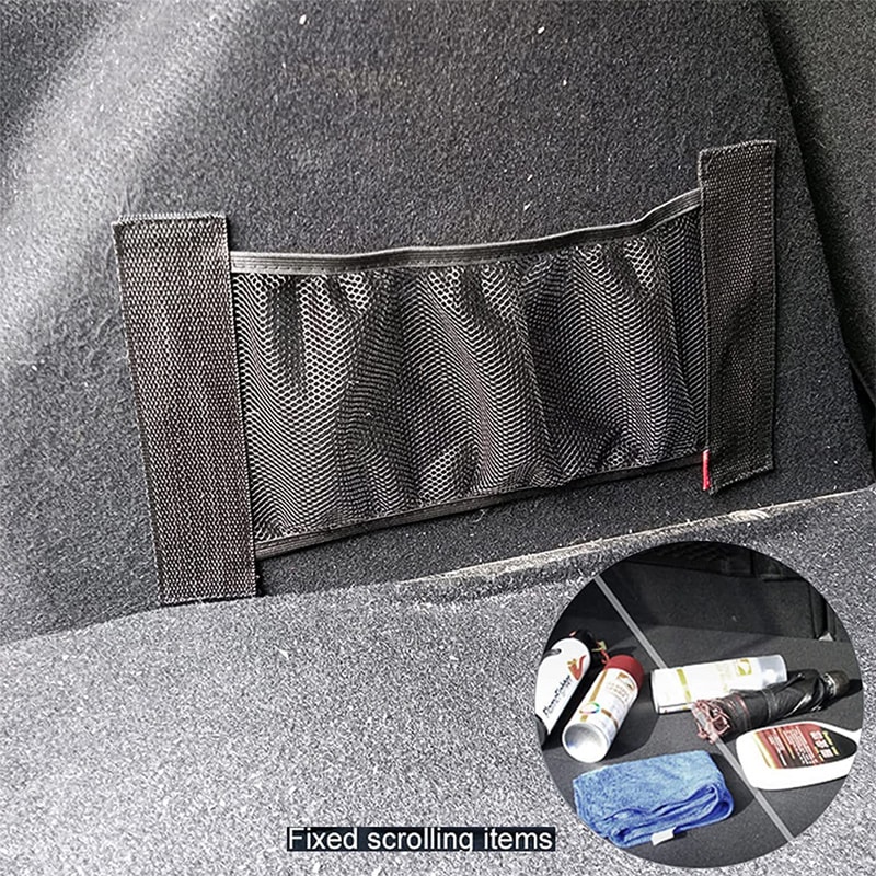 Car Interior Organizer Rear Trunk Elastic Mesh Fixed Straps Seat Back Storage Net Car Accessory 1