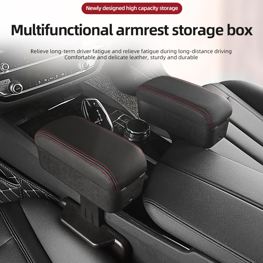 Car Center Console Gap Organizer Height Adjustable Liftable Tray Armrest Pad Elbow Support Storage 0