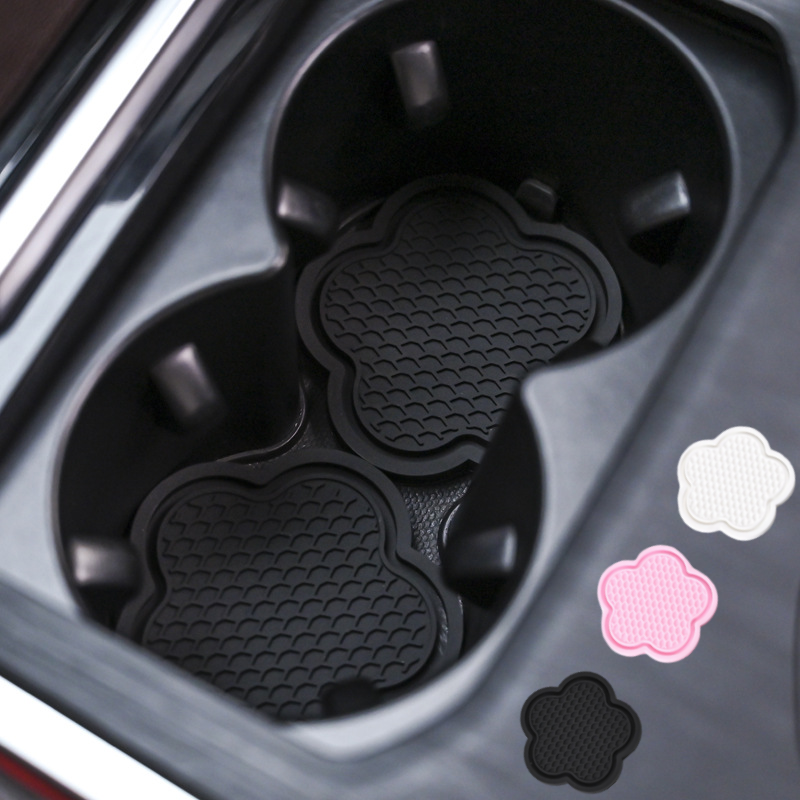 Flower Shaped Car Cup Coaster Silicone Waterproof Non Slip Sift Proof Spill Saucer Car Accessories 2