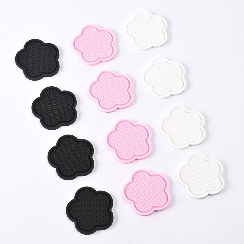 Flower Shaped Car Cup Coaster Silicone Waterproof Non Slip Sift Proof Spill Saucer Car Accessories 5