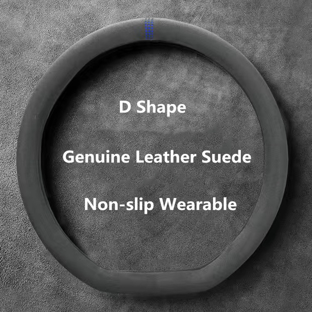 Universal Cowhide Suede Steering Wheel Cover Breathable 3738cm Car Wrap Premium Car Accessory 9