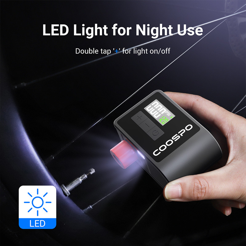 Portable Digital Inflator, Mini Electric Air Pump, Bike Accessories for Schrader and Presta Tires