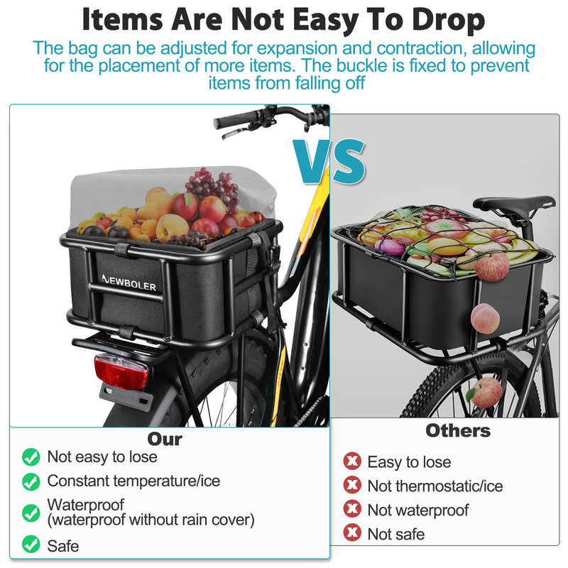 Bicycle Cargo Rack Bag Rear And Front EBike Basket Large Capacity Bike Basket For Travel And Daily 4