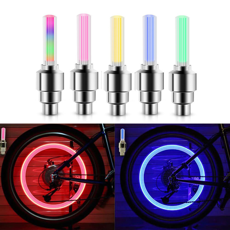 Neon Bicycle Spoke Light LED Bicycle Valve Light Night Riding Warning Bicycle Tire Valve Light Acce 0