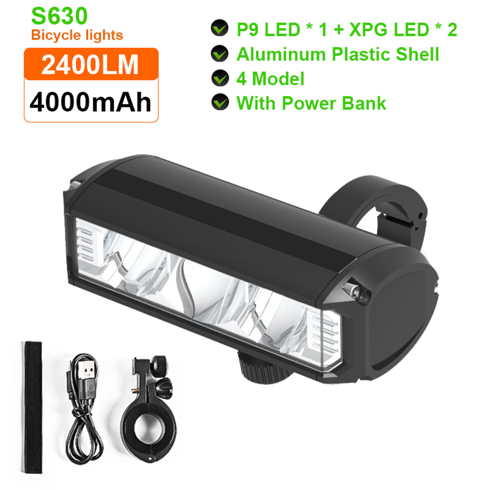 LED Bike Light Front Rechargeable Bicycle Light Headlight Flashlight With Power Bank Bike Accessori 5