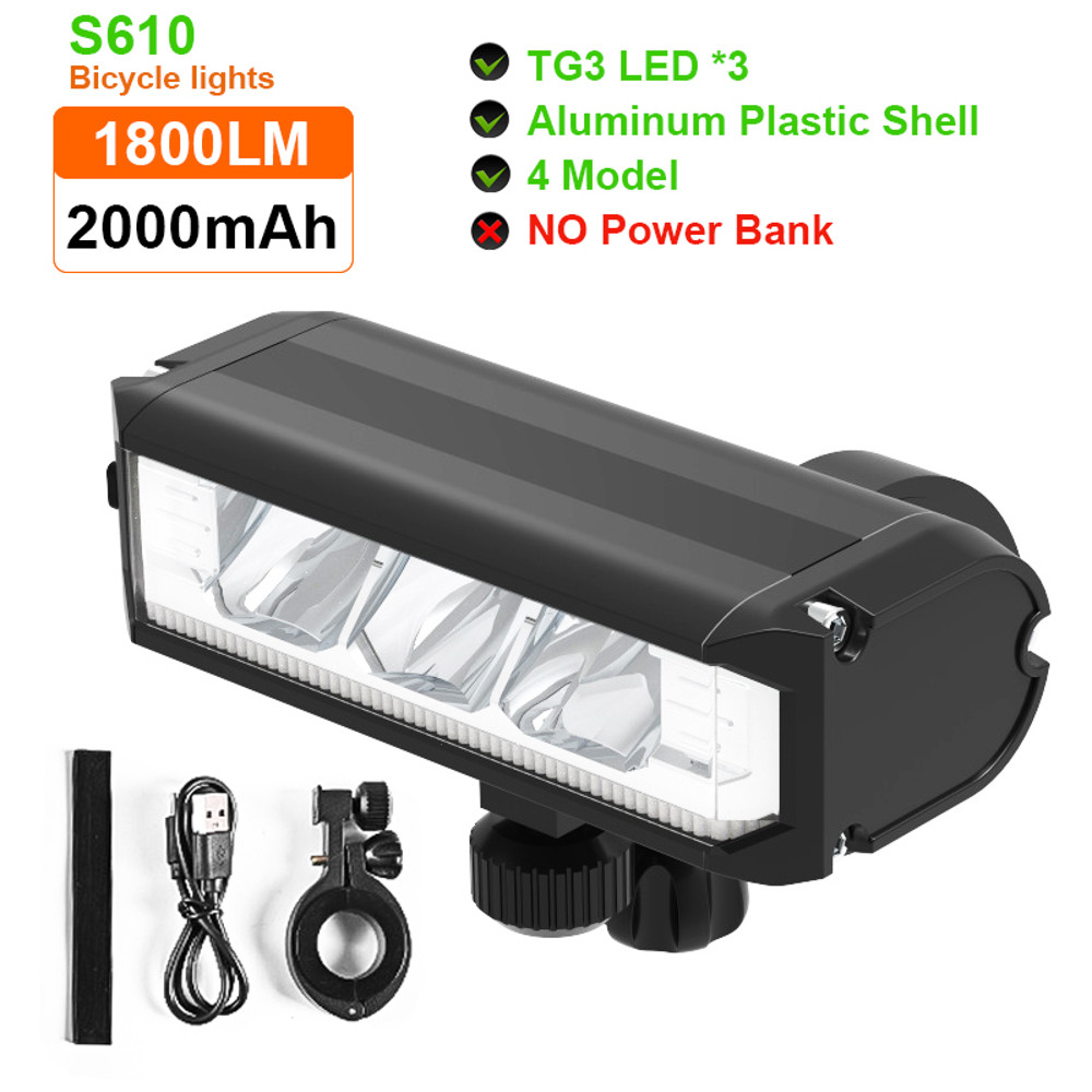 LED Bike Light Front Rechargeable Bicycle Light Headlight Flashlight With Power Bank Bike Accessori 6