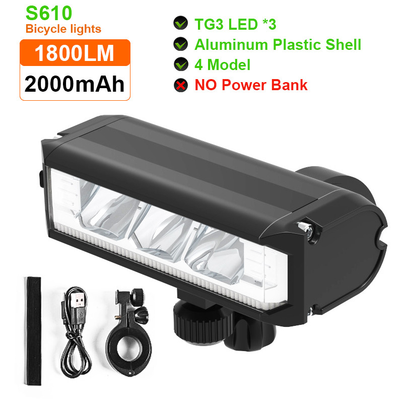 LED Bike Light Front Rechargeable Bicycle Light Headlight Flashlight With Power Bank Bike Accessori 6