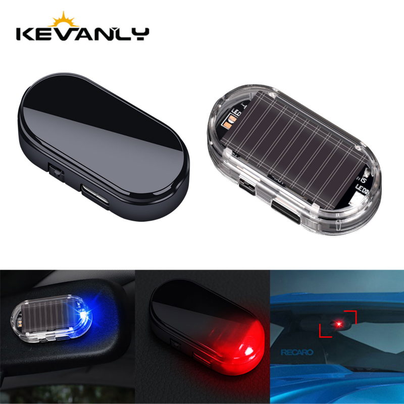 Solar Dummy Alarm Light for Cars, Wireless Fake Security LED Flashing Anti-Theft Lamp