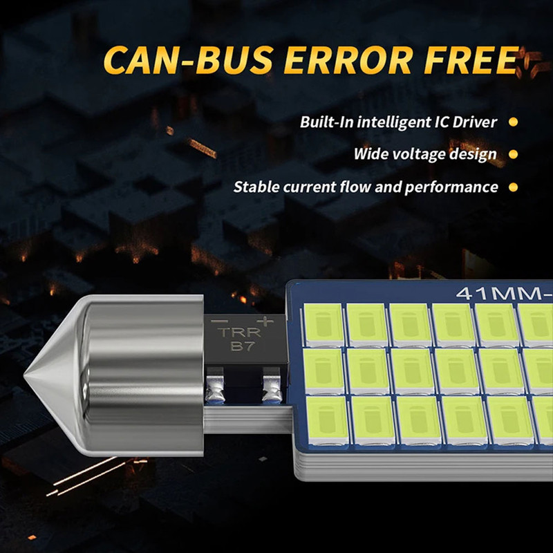 Car Interior Dome Trunk License Plate Lights LED Bulbs Canbus Festoon White 2