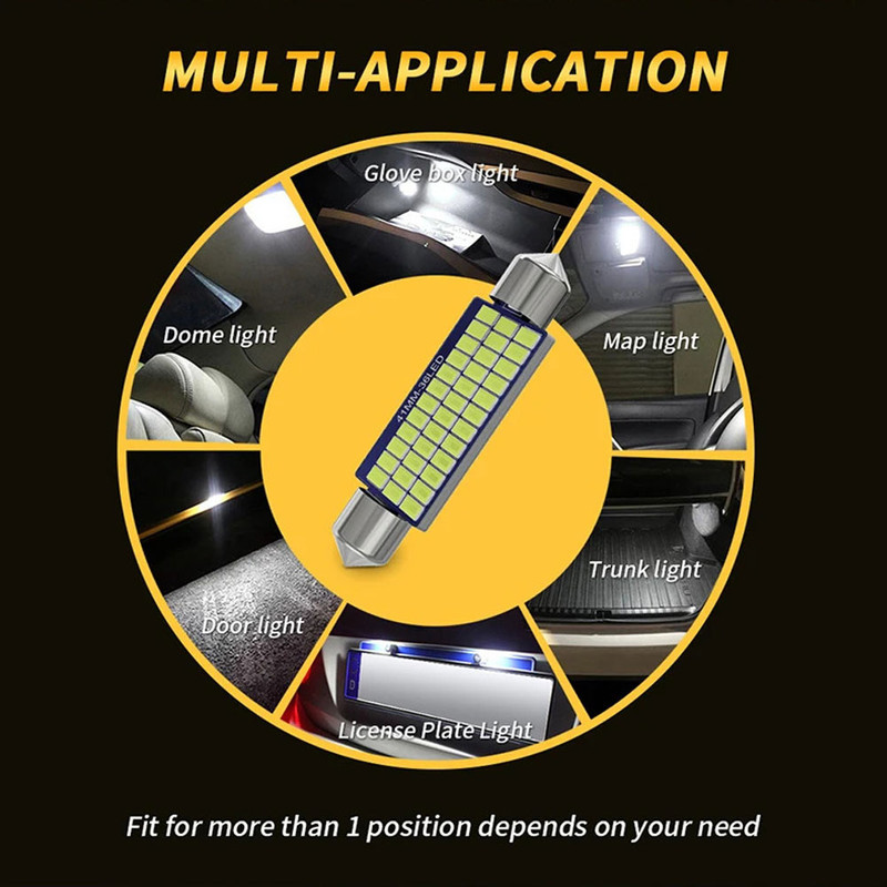 Car Interior Dome Trunk License Plate Lights LED Bulbs Canbus Festoon White 4