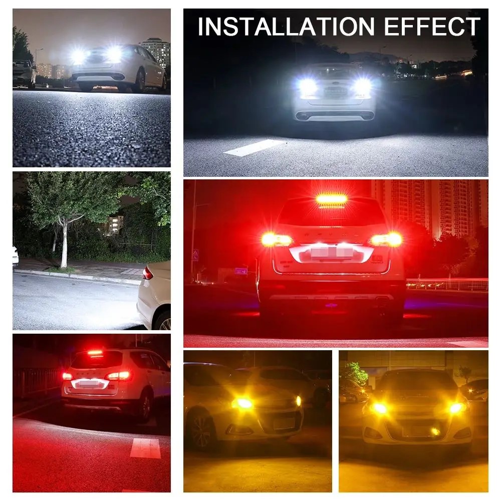 White Car LED Bulbs Brake Reverse Parking Lamps Turn Signal Light 3