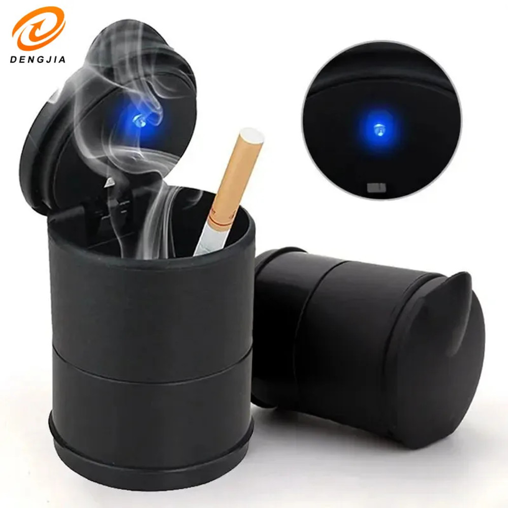 Portable Car Ashtray With LED Light High Temperature Resistant Car Stall Ashtray With Cover Creativ 0