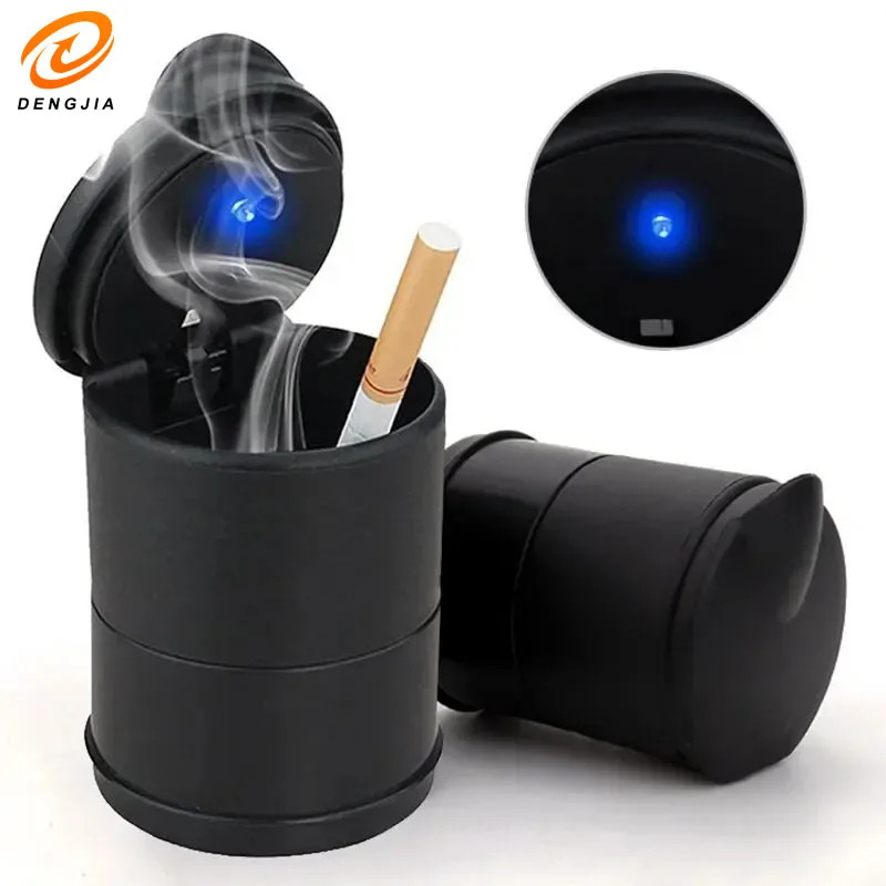 Portable Car Ashtray With LED Light High Temperature Resistant Car Stall Ashtray With Cover Creativ 0