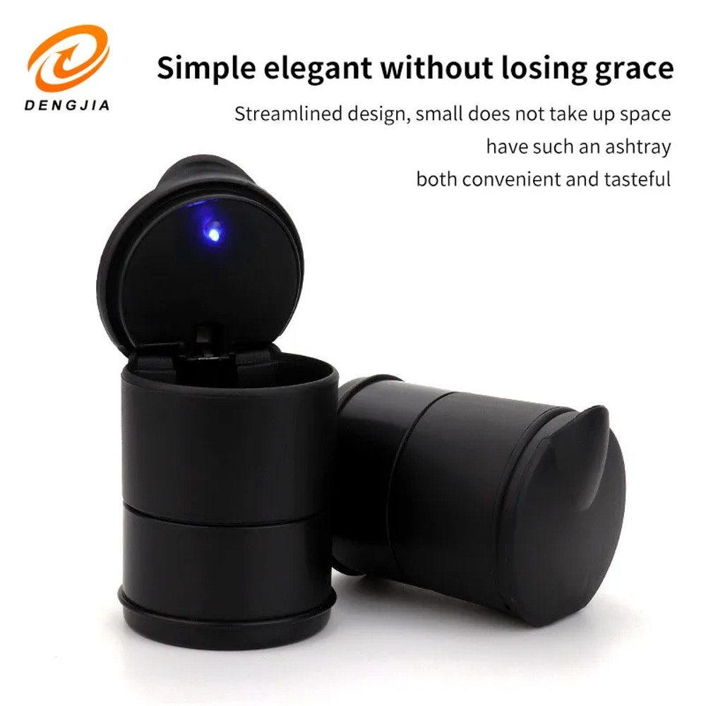 Portable Car Ashtray With LED Light High Temperature Resistant Car Stall Ashtray With Cover Creativ 4